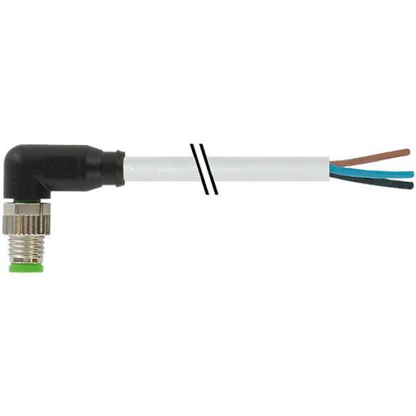 M8 male 90° A-cod. with cable PUR 4x0.25 gy UL/CSA+drag ch. 0.3m image 1