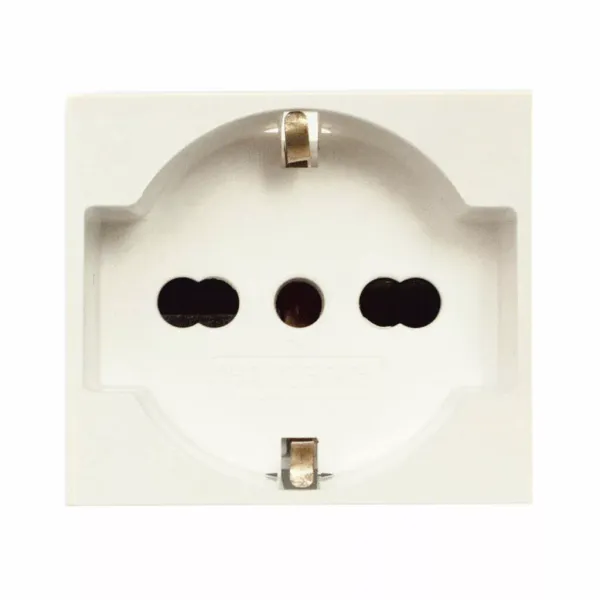 Combined schuko + italian standard socket outlet 2P+E  10/16A 250V with shutters - 2 modules image 1