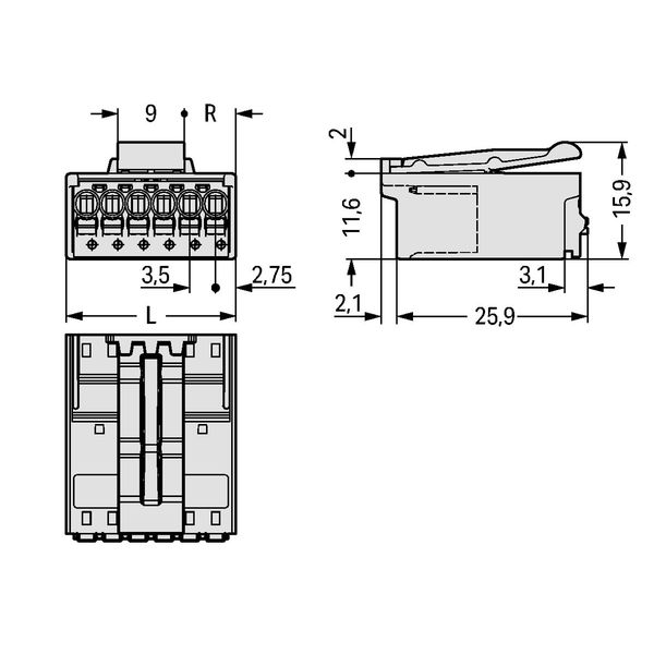 1-conductor male connector Push-in CAGE CLAMP® 1.5 mm² light gray image 2