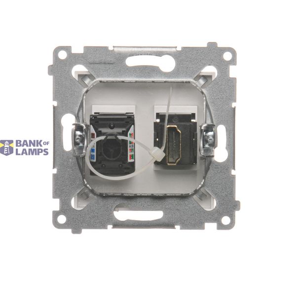 Single-pole switch + two-pole switch - 2 push buttons, 16AX, light gray matt image 1