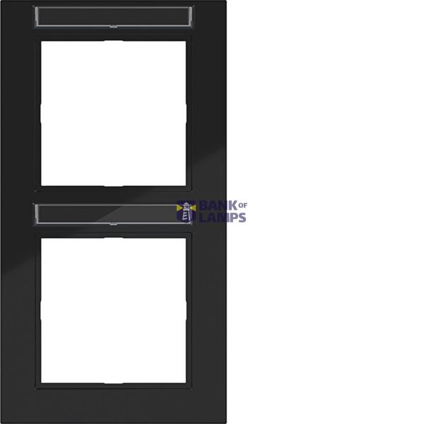 Cover frame double vertical, text field, A.1 night black glossy image 1