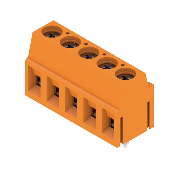 Printed circuit board terminals, 5.00 mm, Number of poles: 5, 90°, Solder pin length (l): 3.5 mm, tinned, orange, Clamping yoke connection, Clamping range, max. : 2.5 mm², Box image 2