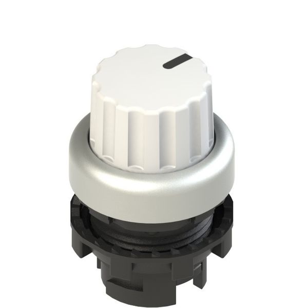 Illuminated knob selector, 3 positions white with marking image 1