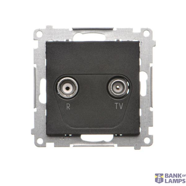 RTV pass-through aerial socket, module, black matt image 1