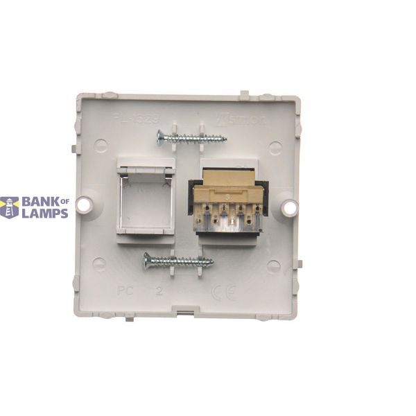 IT/telephone Keystone, diagonal socket cover with descriptive field, (module), cream white/electro white image 1