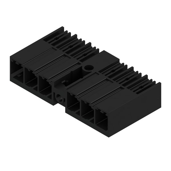 PCB plug-in connector, male header, closed side, Middle flange, THT solder connection, 7.62 mm, Number of poles: 6, 90°, Solder pin length (l): 3.5 mm, tinned, black, Box image 4