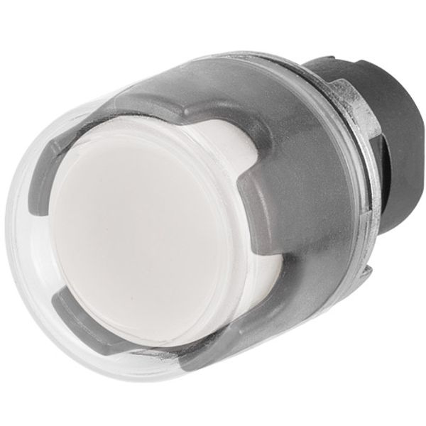 Push-button, full guard, illuminated, white, rubber cap image 1