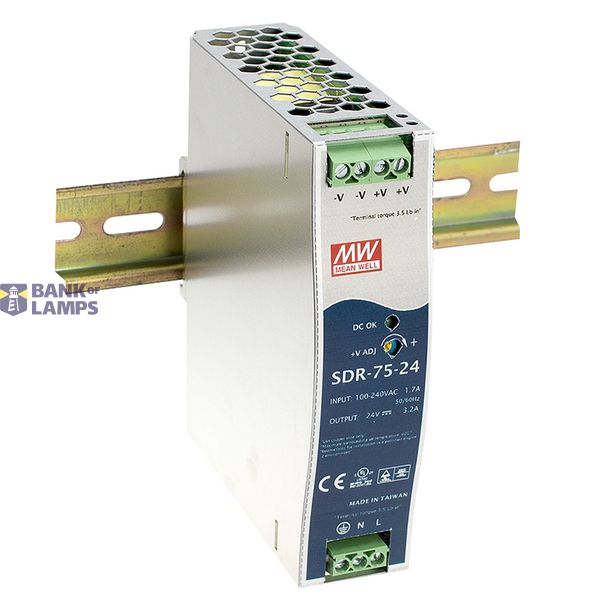 SDR-75-12 DIN rail power supply, 75W, 12V, 6.3A, MEAN WELL image 3