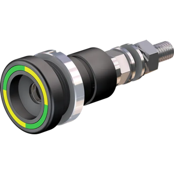 6 mm socket, threaded bolt, mounting Ø 18.5 mm, yellow/green, 14.0010-20 image 1