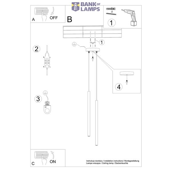 HANGING LAMP PASTELO 2 BLACK G9 2X8W IP20 image 6