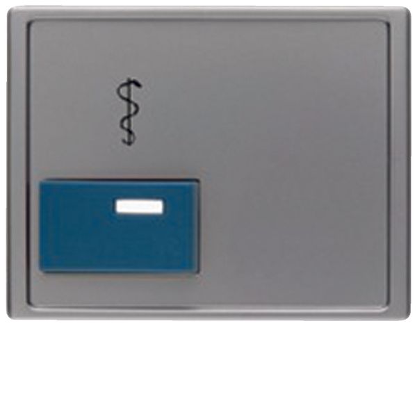Centre plate blue button + imprint, arsys, stainless steel matt, lacq. image 2