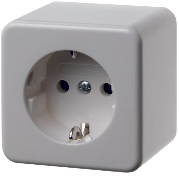 SCHUKO soc. out. surface-mtd, surface-mtd, p. white glossy image 1
