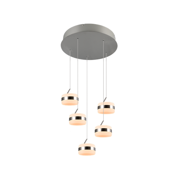 Dios LED pendant 5-pc brushed steel image 1
