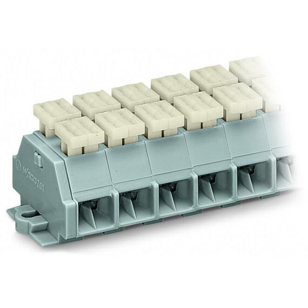 261-211/342-000 4-conductor terminal strip; on both sides with push-buttons; with fixing flanges image 1