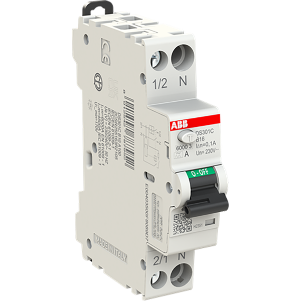 Residual current circuit breaker 1P+N, B Char, 16A, 100ma, 6ka image 1