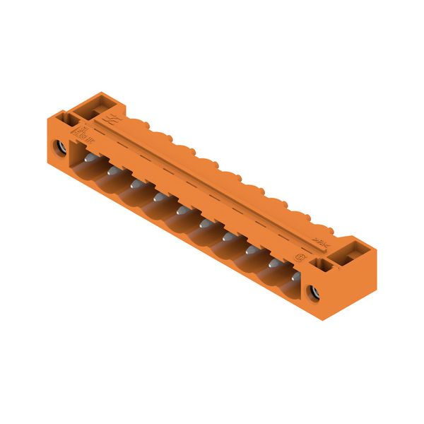 PCB plug-in connector, male header, Flange, THT solder connection, 5.08 mm, Number of poles: 10, 90°, Solder pin length (l): 3.2 mm, tinned, orange, Box image 2