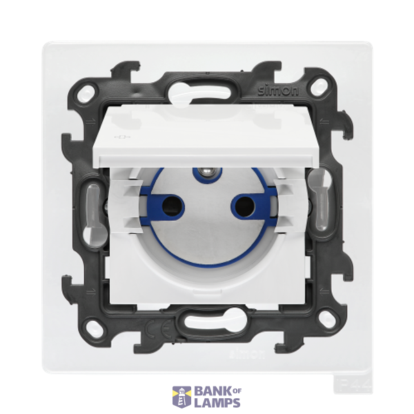 IP44 DATA single socket outlet with access element, Push In system, (module), Simon 24, IP44, 16A, antibacterial white, Flap color: Same as a cover image 1