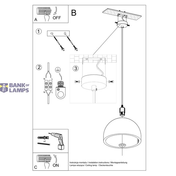 HANGING LAMP PABLITO E27 1X60W IP20 image 4