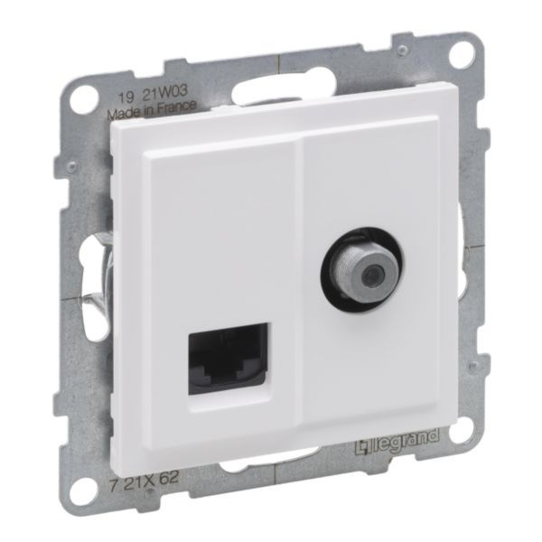 TV F-TYPE + RJ45 CAT6 UTP WHITE image 1