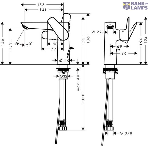 Talis E 150 sink mixer with pop-up, chrome image 1