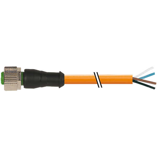 M12 female 0° A-cod. with cable PUR 4x0.34 or +robot+drag ch. 15m image 1