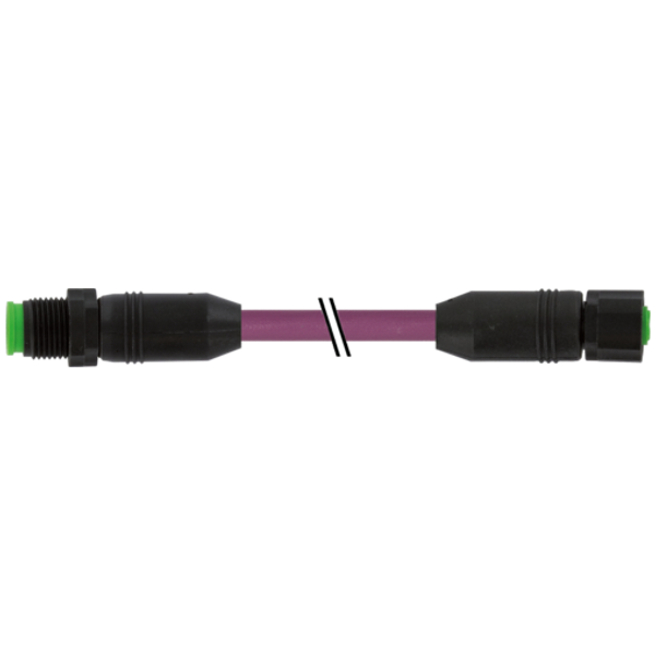 M12 male 0° / M12 female 0° A-cod. Lite PUR AWG24+22 shielded vt 15.0m image 1