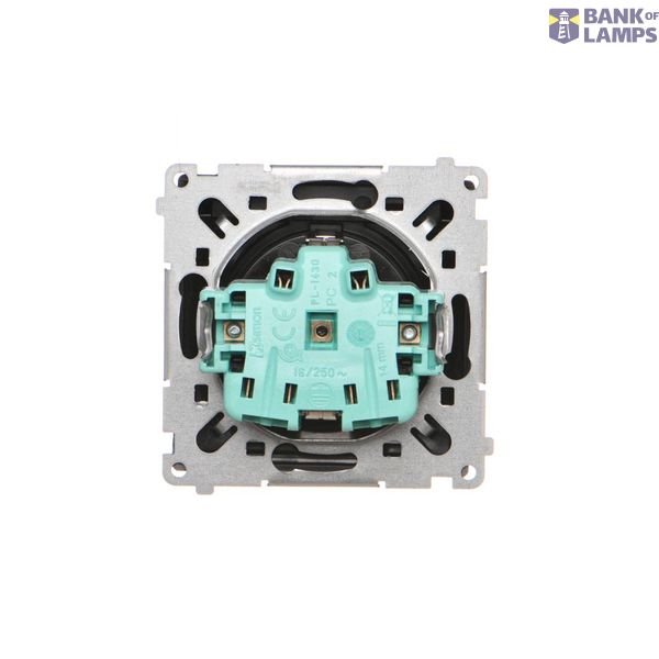 Intermediate switch with indicator light, LED not replaceable Color: blue, (module), 10AX, quick connection, satin, metallized image 1