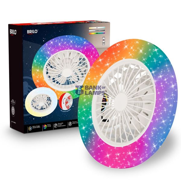 LED RGBIC CCT ceiling light with fan, starcover, white image 1