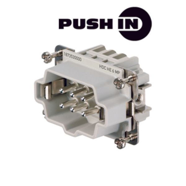 HDC insert, Male, 500 V, 24 A, Number of poles: 6, PUSH IN, Size: 3 image 1