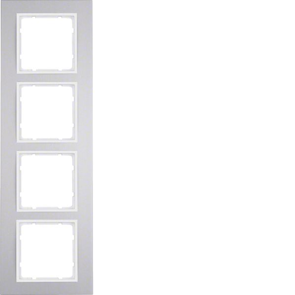 Frame 4gang, B.3, al./p. white matt, al. anodised image 1