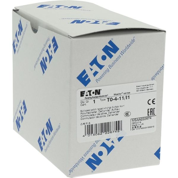 T0-4-11/I1 Multi-speed switches, T0, 20 A, surface mounting, 4 contact unit(s), Contacts: 8, 90 °, maintained, Without 0 (Off) position, 1-2, Design number 11 image 9