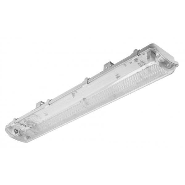 Hermetic luminaire HAGEN, for T8 LED single-sided power supply, G13, IP65, AC220-240V, 2x60cm, PC image 1