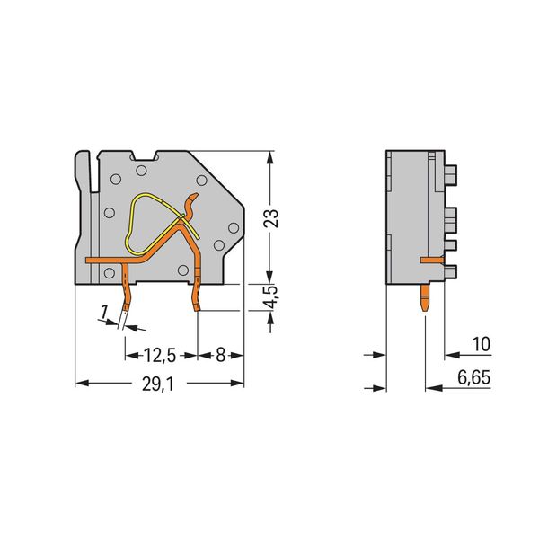 Stackable PCB terminal block 6 mm² Pin spacing 10 mm light green image 2