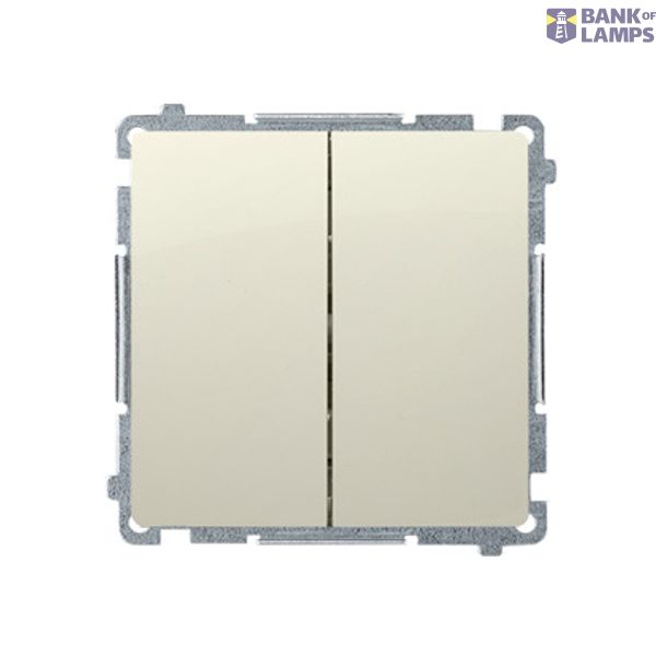 Double two-way switch without pictogram, (module), 10AX, Screw, beige image 1