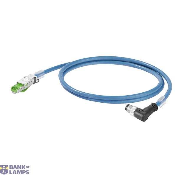 Ethernet Railway Cable (assembled), M12 D-code – IP 67 angled pin, RJ4 image 1
