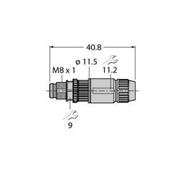 Field-Wireable Connector Male Connector M8 × 1/Ø 8 mm, Straight   HAS5141-0 image 2