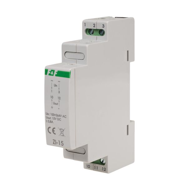 Switched-mode power supply 12W, 15V DC, supply voltage 100Ã·264V, for DIN rail mounting image 1
