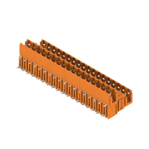 PCB plug-in connector, male header, Dovetails for fixing blocks, THT solder connection, 5.08 mm, Number of poles: 36, 90°, Solder pin length (l): 3.2 mm, tinned, orange, Box image 2