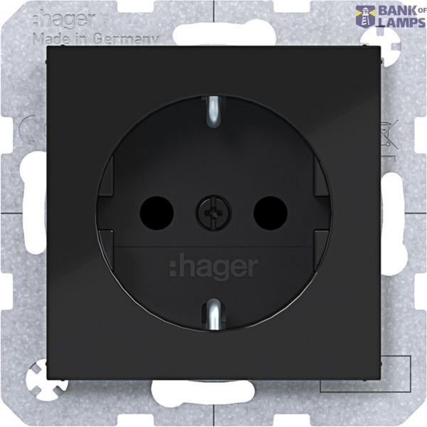 SCHUKO wall socket, Safety Plus, screw terminals, A.x/C.x, black glass image 1