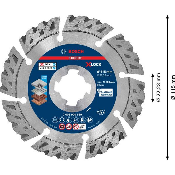 EXPERT MultiMaterial X-LOCK Diamond Cutting Disc 115 x 22,23 x 2,4 x 12 mm image 2