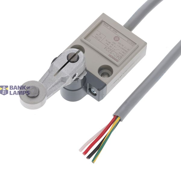 Compact enclosed limit switch, roller lever (high sensitivity), 0.1 A 30 VDC, 3m VCTF oil-resistant cable D4CN6224R image 1