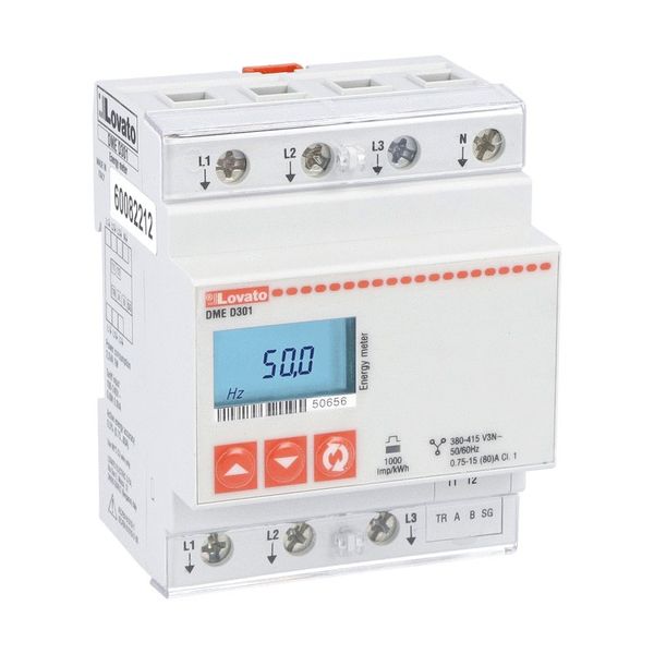 Energy meter, three-phase with neutral, non expandable, 80A direct connection, 4U, RS485 interface, multi-measurements image 1