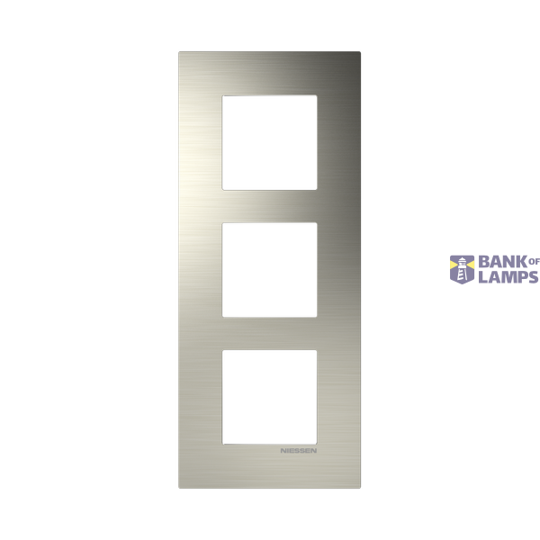 Frame 3-gang / 2+2+2-modules - Niessen logo - S - Stainless Steel image 1