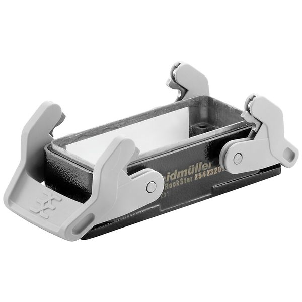 HDC enclosures, Size: 6, Protection degree: IP65, in plugged condition, Bulkhead housing, Side-locking clamp on lower side, Side-locking clamp replaceable image 1