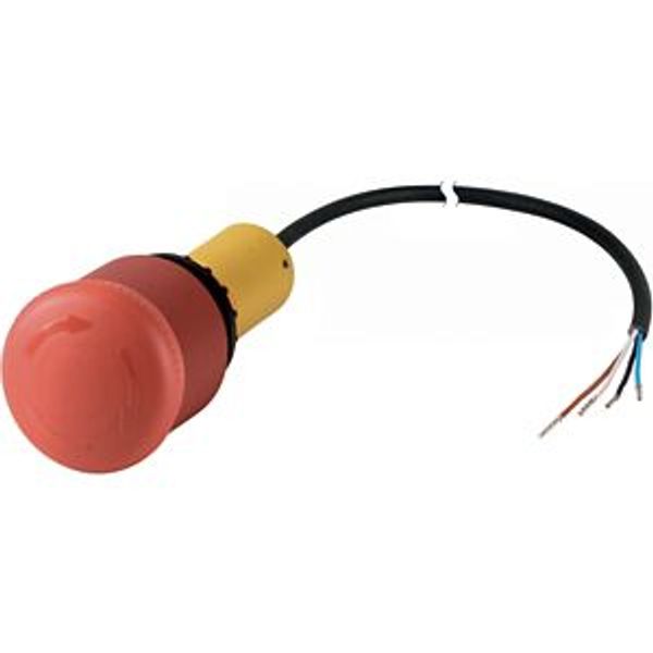 C22-PVT-K02-P65 Emergency stop/emergency switching off pushbutton, Mushroom-shaped, 38 mm, Turn-to-release function, 2 NC, Cable (black) with non-terminated end, 4 po image 5