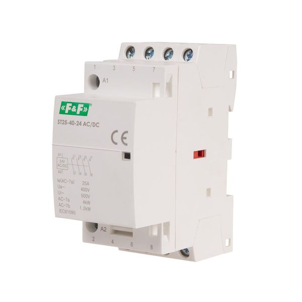 Modular contactor, rail mounting, 4xNO contacts, 25A, 24V DC image 1