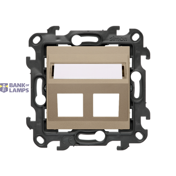 Double angled Keystone IT/telephone socket cover with descriptive field, (cover), Simon 24, IP20/IP44, champagne matt image 1