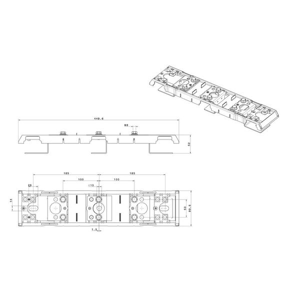 Double adapter for 100/185mm, for two in-line-fuse size 00 (The price is shown without markup on metals. Request a quote for accurate information) image 3