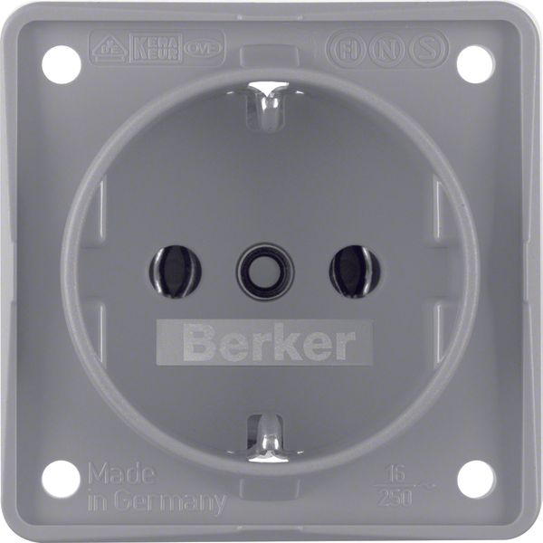 SCHUKO socket outlet, with screw terminals, Integro module inserts, gr image 1