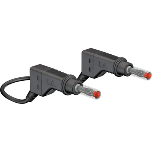 Measuring lead with (4 mm plug, spring-loaded, straight) to (4 mm plug, spring-loaded, straight), 1 m, black, silicone, 2.5 mm², CAT II, 66.9408-10021 image 1